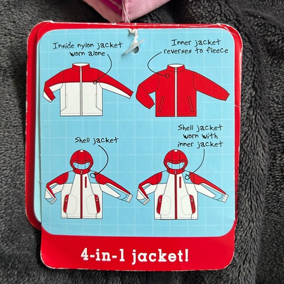 WonderKids 4in1 Toddler Jacket 18M Weather-Resistant Hot Pink/Black/White - Picture 2 of 12